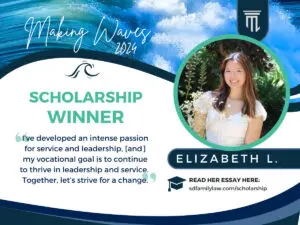 A picture of the scholarship winner with text.