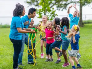 Children playing at a summer camp.