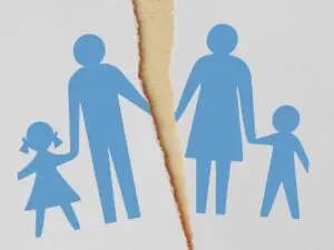 Torn paper with family illustration